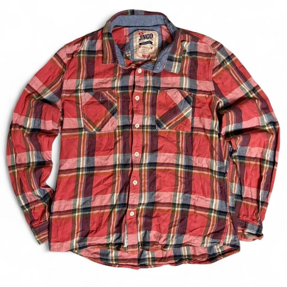 Red plaid JNCO flannel shirt‎ MEN SIZE L